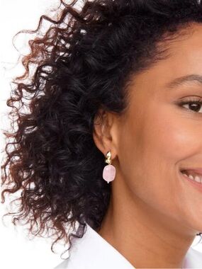 Talbots Thea Drop Rose Quartz Semiprecious Earrings NWT